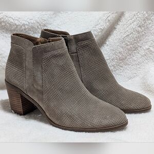 Lucky Brand LP Ponic Taupe Suede Ankle Booties, Women's size 8.5